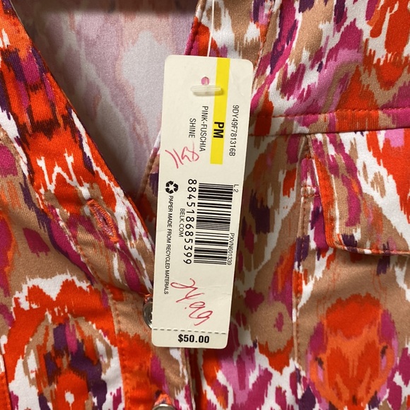 New Directions Petite Medium Pattern Dress NWT Orange and Pink - Picture 12 of 16